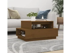 Mesa de centro | Mesa de apoio 80x55x40.5 cm madeira pinho maciça -mel Castanho