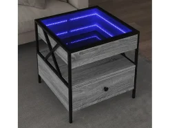 Mesa De Centro* Mesa de centro | Mesa de apoio luzes LED Infinity 50x50x51 cm sonoma Cinzento