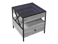 Mesa De Centro* Mesa de centro | Mesa de apoio luzes LED Infinity 50x50x51 cm sonoma Cinzento