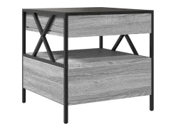 Mesa De Centro* Mesa de centro | Mesa de apoio luzes LED Infinity 50x50x51 cm sonoma Cinzento