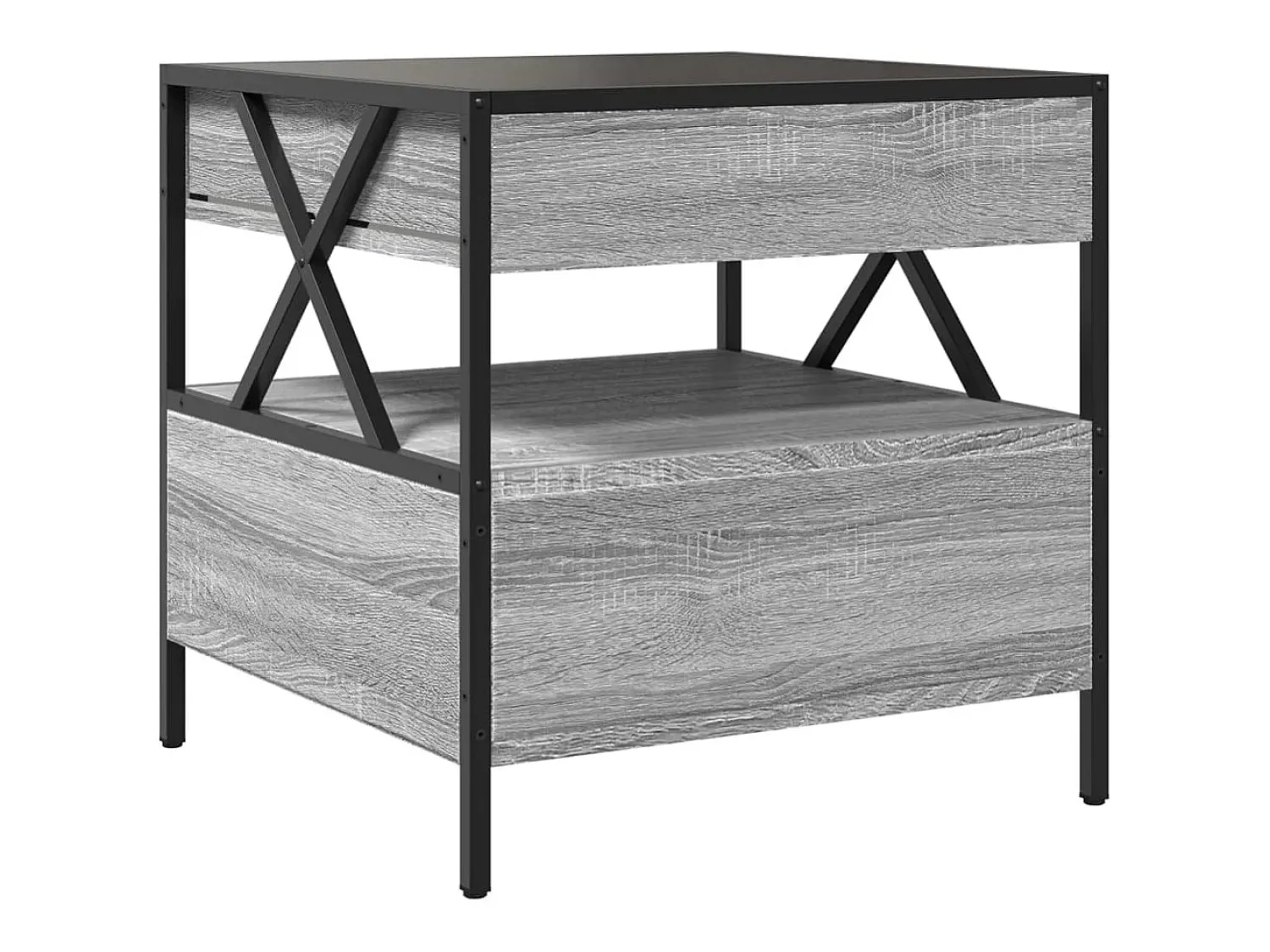 Mesa De Centro* Mesa de centro | Mesa de apoio luzes LED Infinity 50x50x51 cm sonoma Cinzento