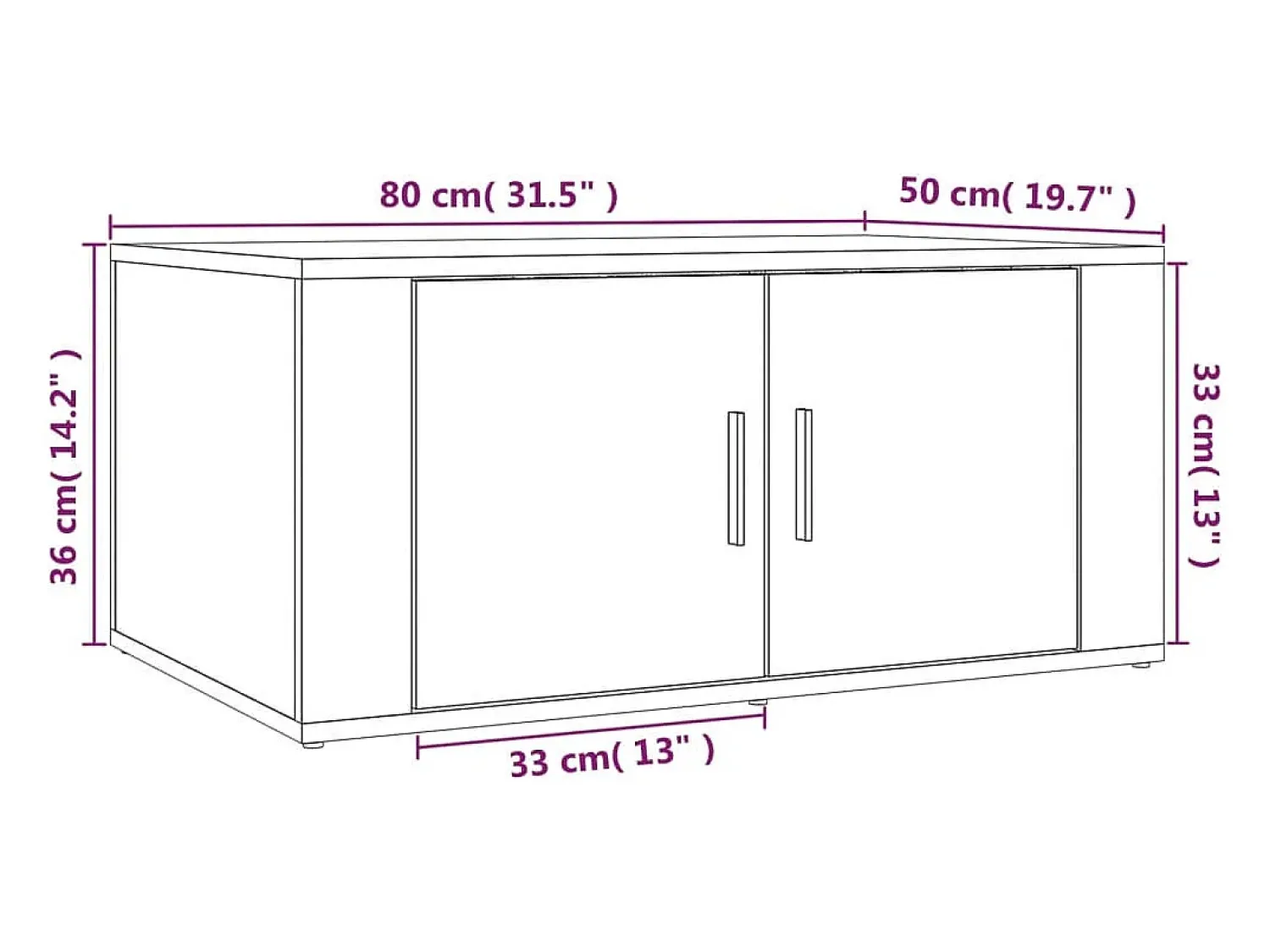 Mesa De Centro| Mesa de centro | Mesa de apoio 80x50x36 cm derivados de madeira carvalho Castanho