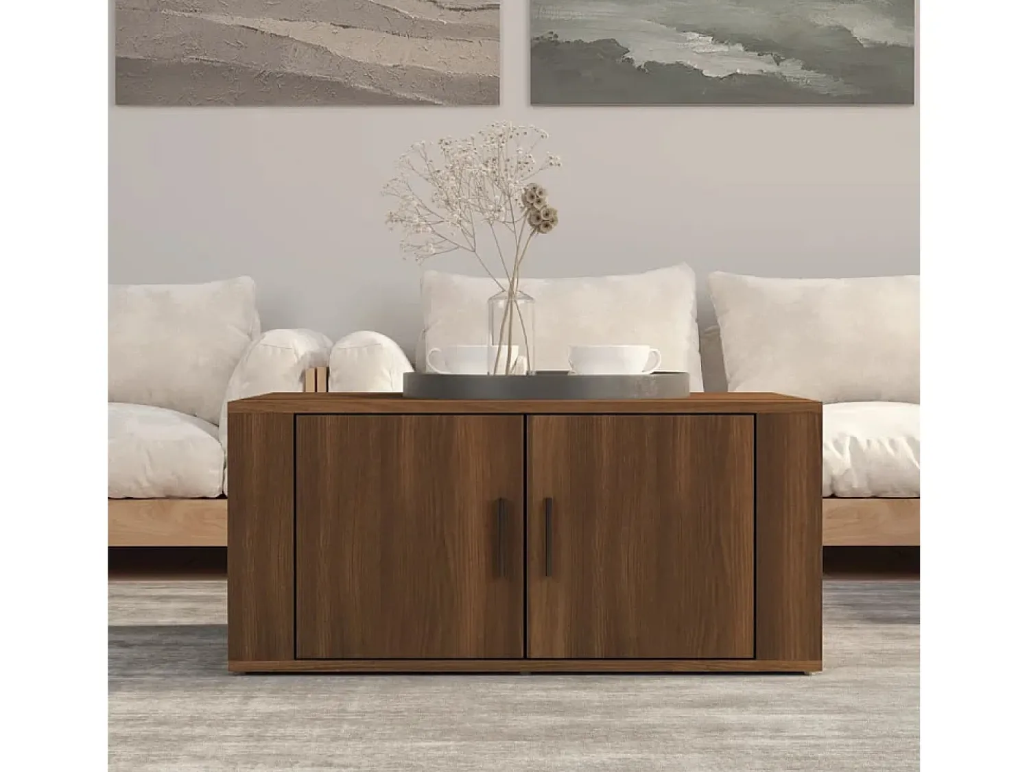 Mesa De Centro| Mesa de centro | Mesa de apoio 80x50x36 cm derivados de madeira carvalho Castanho