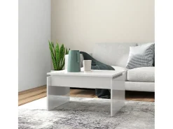 Mesa De Centro* Mesa de centro | Mesa de apoio 68x50x38 cm derivados madeira brilhante Branco