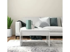 Mesa De Centro* Mesa de centro | Mesa de apoio 68x50x38 cm derivados madeira brilhante Branco