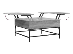 Mesa De Centro| Mesa de centro | Mesa de apoio 80x80x45 cm deriv. madeira/metal sonoma Cinzento