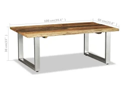 Mesa de centro | Mesa de apoio 100x60x38 cm madeira reciclada maciça^ Mesa De Centro