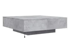 Mesa De Centro| Mesa de centro | Mesa de apoio com luzes LED 100x100x31 cm cimento Cinzento