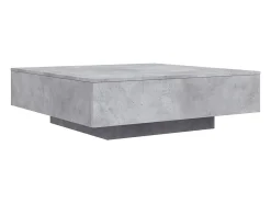 Mesa De Centro| Mesa de centro | Mesa de apoio com luzes LED 100x100x31 cm cimento Cinzento