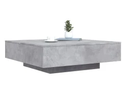 Mesa De Centro| Mesa de centro | Mesa de apoio com luzes LED 100x100x31 cm cimento Cinzento