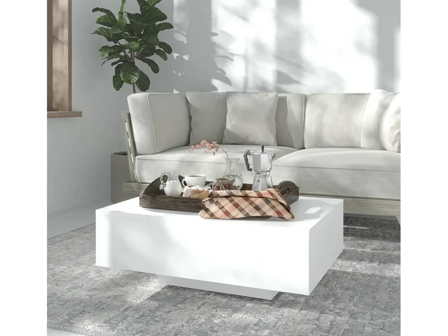 Mesa De Centro| Mesa de centro | Mesa de apoio 85x55x31 cm contraplacado Branco