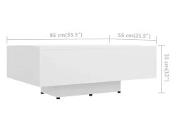 Mesa De Centro| Mesa de centro | Mesa de apoio 85x55x31 cm contraplacado Branco