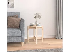 Mesa De Centro| Mesa de centro | Mesa de apoio Ø 42.5x45 cm madeira de pinho maciça Castanho