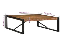 Mesa de centro | Mesa de apoio 100x100x35 cm madeira maciça recuperada^ Mesa De Centro