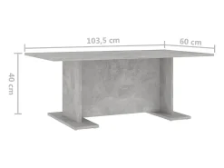 Mesa De Centro* Mesa de centro | Mesa de apoio 103.5x60x40 cm contraplacado cimento Cinzento
