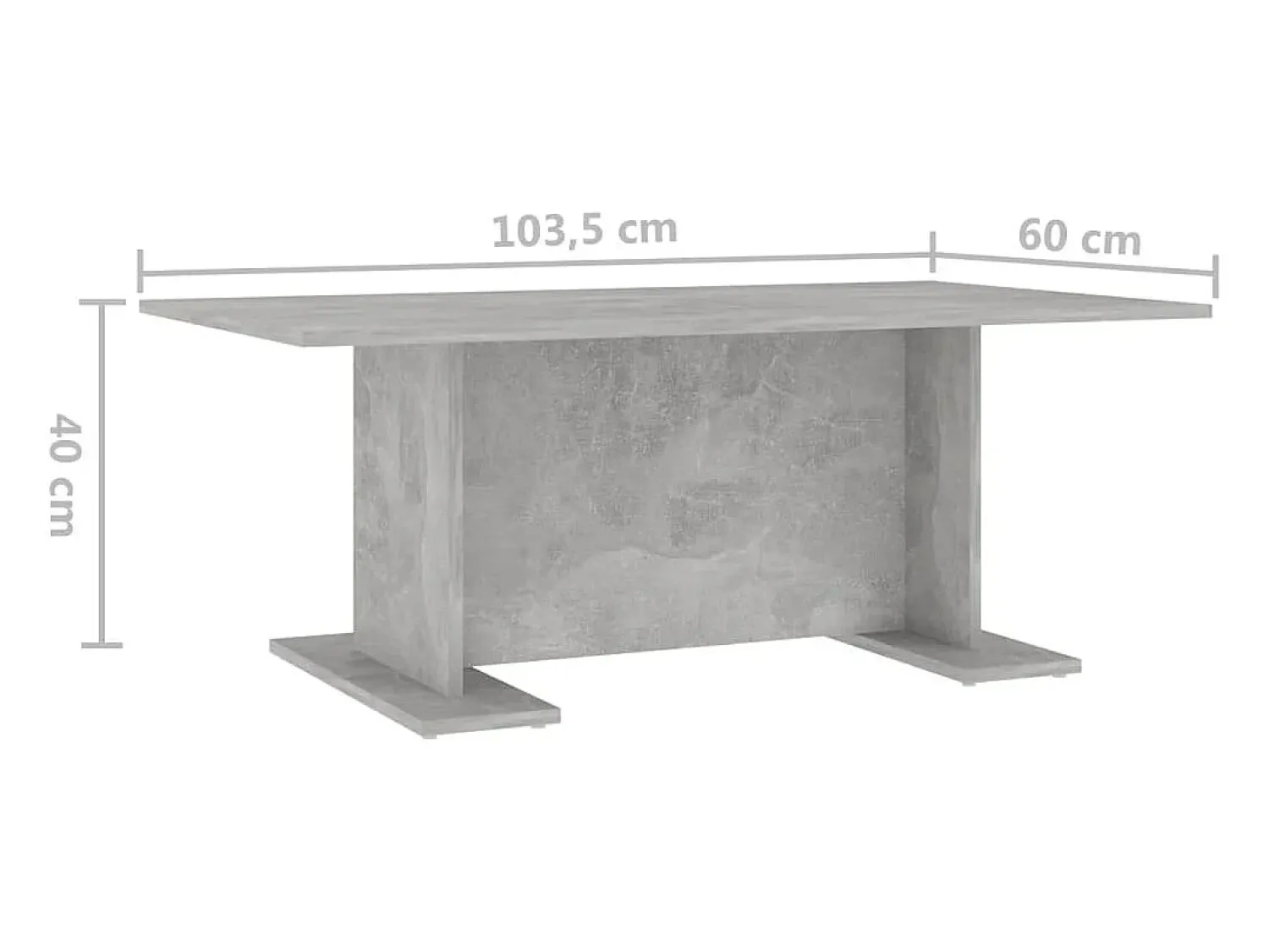 Mesa De Centro* Mesa de centro | Mesa de apoio 103.5x60x40 cm contraplacado cimento Cinzento