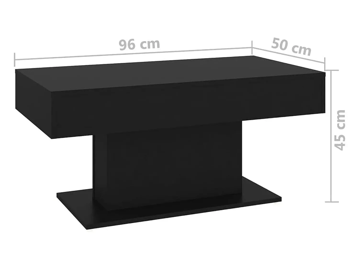 Mesa De Centro* Mesa de centro | Mesa de apoio 96x50x45 cm derivados de madeira Preto