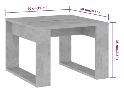 Mesa De Centro| Mesa de centro | Mesa de apoio 50x50x35 cm derivados de madeira cimento Cinzento