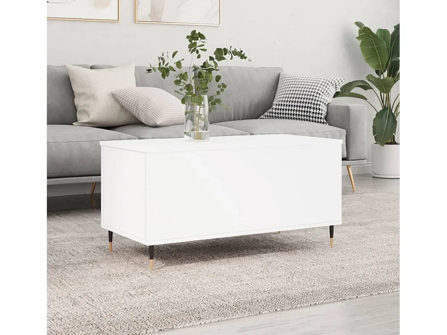 Hot Mesa de centro | Mesa de apoio 90x44.5x45 cm derivados de madeira Branco