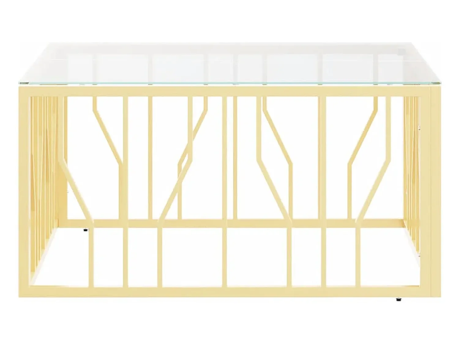 Mesa de centro | Mesa de apoio 80x80x40 cm aço inoxidável e vidro dourado^ Mesa De Centro