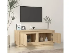 Mesa De Centro* Mesa de centro | Mesa de apoio 102x50x44 cm derivados madeira carvalho sonoma Castanho