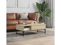 Mesa de centro | Mesa de apoio 100x50x35cm deriv. madeira/metal carvalho sonoma Castanho
