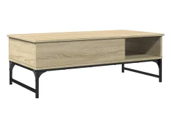 Mesa de centro | Mesa de apoio 100x50x35cm deriv. madeira/metal carvalho sonoma Castanho