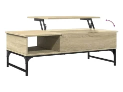 Mesa de centro | Mesa de apoio 100x50x35cm deriv. madeira/metal carvalho sonoma Castanho