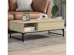Mesa de centro | Mesa de apoio 100x50x35cm deriv. madeira/metal carvalho sonoma Castanho