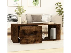New Mesa de centro | Mesa de apoio 100x50.5x35 cm derivados madeira carvalho fumado Castanho