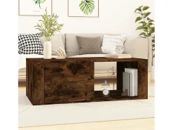 New Mesa de centro | Mesa de apoio 100x50.5x35 cm derivados madeira carvalho fumado Castanho