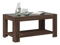 Mesa de centro | Mesa de apoio c/ LEDs 93x53x45 cm madeira processada^ Mesa De Centro