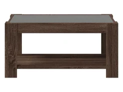 Mesa de centro | Mesa de apoio c/ LEDs 93x53x45 cm madeira processada^ Mesa De Centro