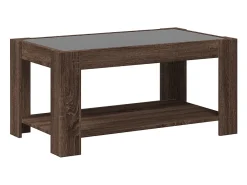 Mesa de centro | Mesa de apoio c/ LEDs 93x53x45 cm madeira processada^ Mesa De Centro