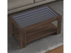 Mesa de centro | Mesa de apoio c/ LEDs 93x53x45 cm madeira processada^ Mesa De Centro