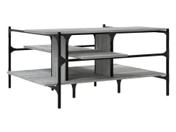 Outlet Mesa de centro | Mesa de apoio 100x100x48.5cm derivados de madeira cinza sonoma Cinzento