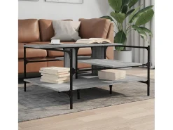 Outlet Mesa de centro | Mesa de apoio 100x100x48.5cm derivados de madeira cinza sonoma Cinzento