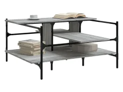 Outlet Mesa de centro | Mesa de apoio 100x100x48.5cm derivados de madeira cinza sonoma Cinzento