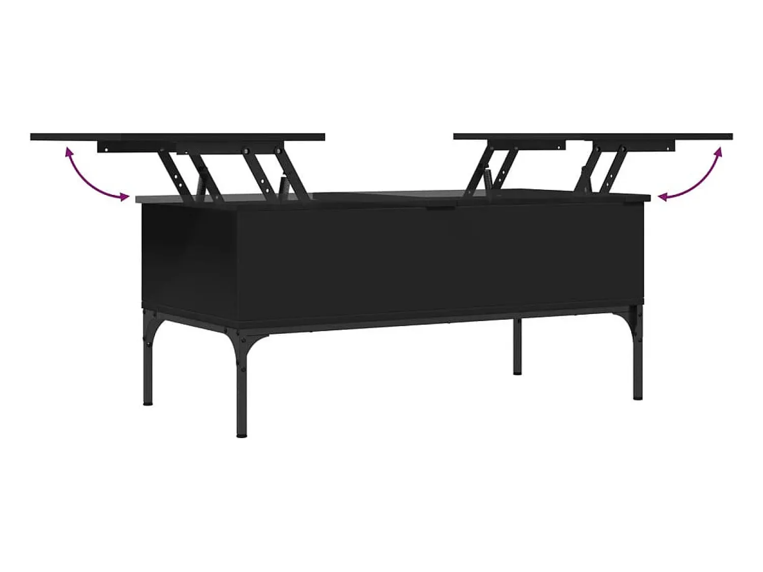 Mesa De Centro* Mesa de centro | Mesa de apoio 100x50x45 cm derivados de madeira/metal Preto