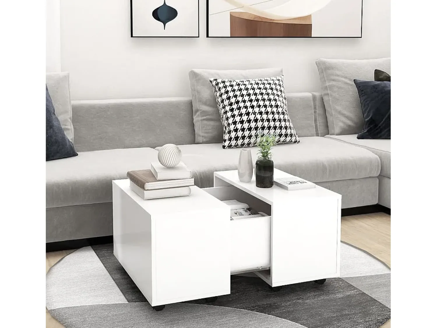 Mesa De Centro| Mesa de centro | Mesa de apoio 60x60x38 cm derivados de madeira Branco