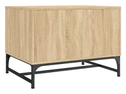 Mesa De Centro* Mesa de centro | Mesa de apoio | Mesa de café c/ portas de vidro 68.5x50x50 cm carvalho sonoma Castanho