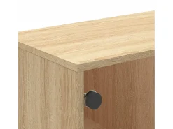 Mesa De Centro* Mesa de centro | Mesa de apoio | Mesa de café c/ portas de vidro 68.5x50x50 cm carvalho sonoma Castanho