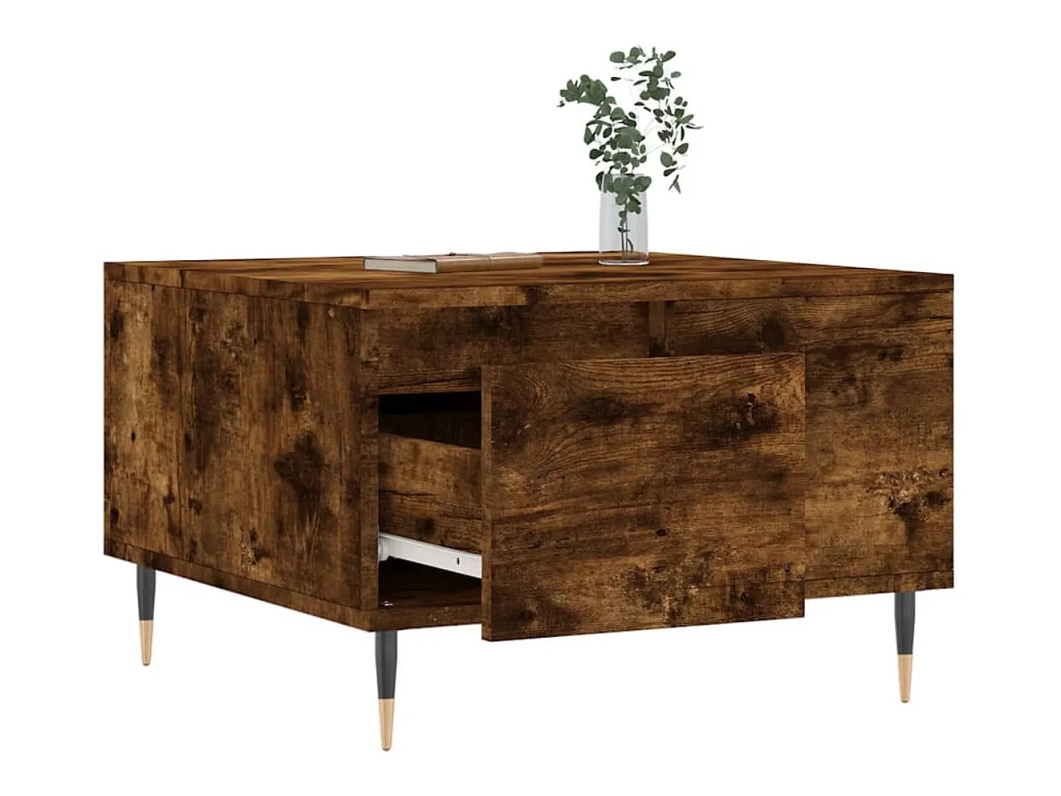 Mesa De Centro* Mesa de centro | Mesa de apoio 55x55x36.5 cm derivados madeira carvalho fumado Castanho