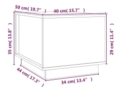 Outlet Mesa de centro | Mesa de apoio | Mesa de café 40x50x35 cm madeira de pinho maciça Castanho