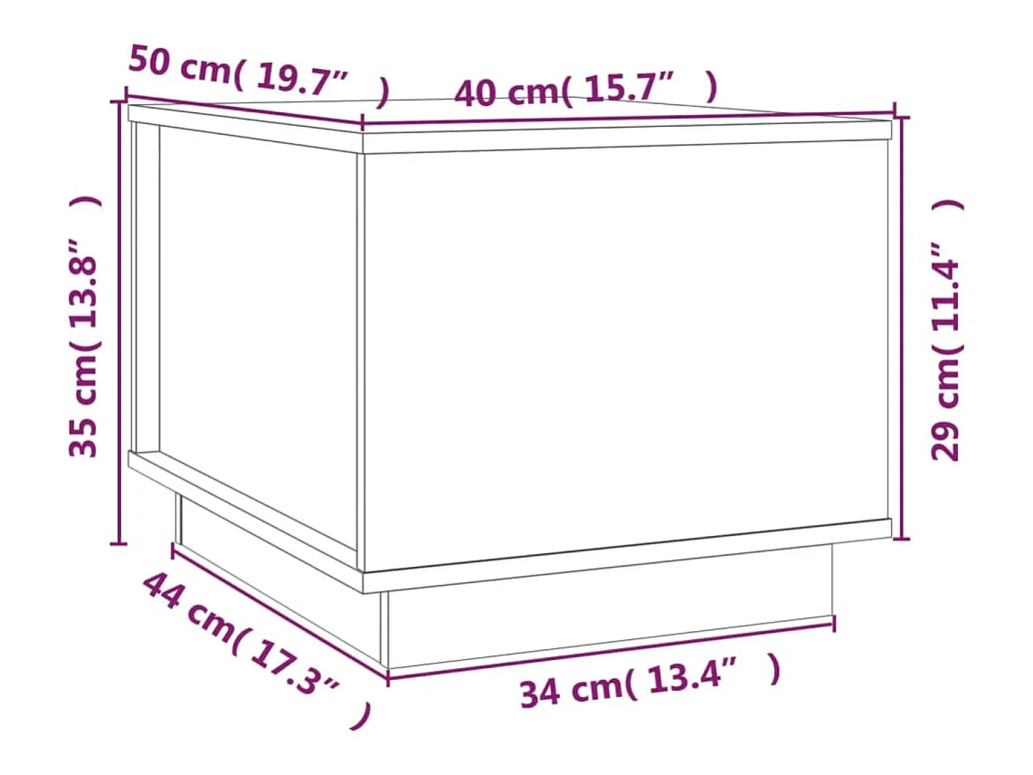 Outlet Mesa de centro | Mesa de apoio | Mesa de café 40x50x35 cm madeira de pinho maciça Castanho