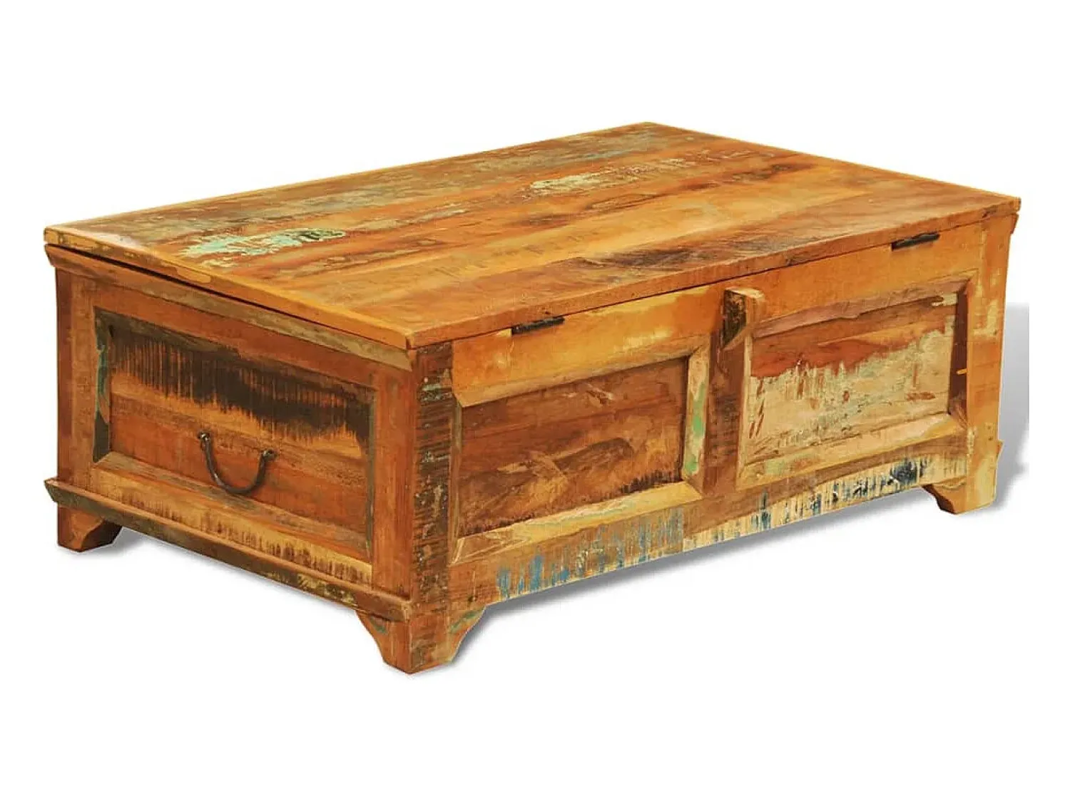 Mesa De Centro| Mesa de centro | Mesa de apoio | Mesa de café vintage com armazenamento.madeira reciclada Castanho