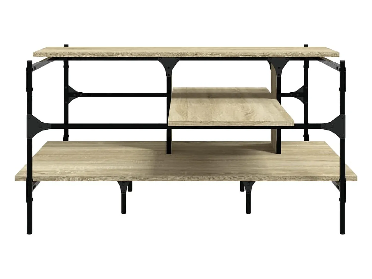 Mesa De Centro* Mesa de centro | Mesa de apoio 100x100x48.5cm derivados madeira de carvalho sonoma Castanho