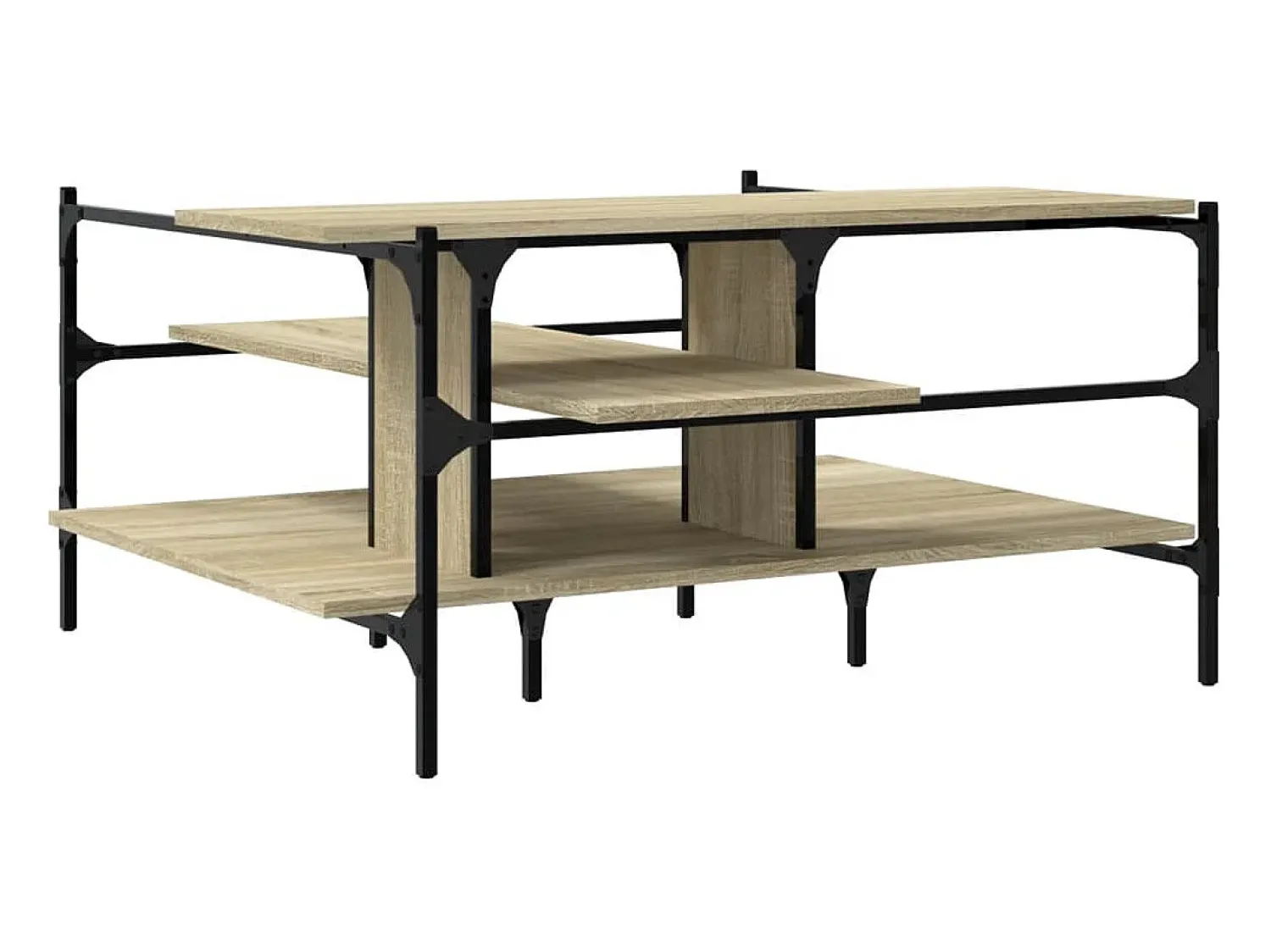 Mesa De Centro* Mesa de centro | Mesa de apoio 100x100x48.5cm derivados madeira de carvalho sonoma Castanho