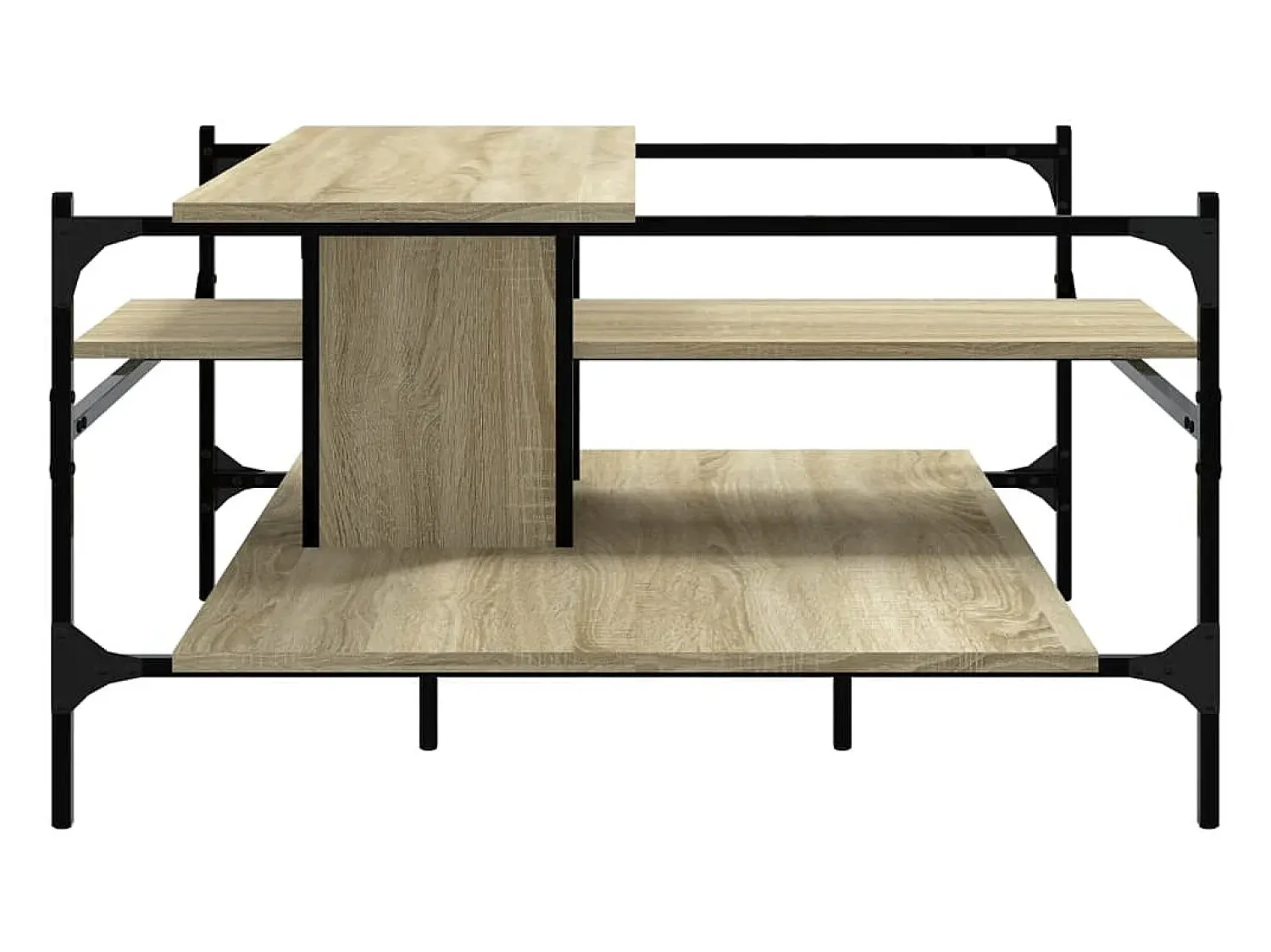 Mesa De Centro* Mesa de centro | Mesa de apoio 100x100x48.5cm derivados madeira de carvalho sonoma Castanho