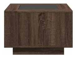 Mesa De Centro* Mesa de centro | Mesa de apoio c/ LEDs 60x60x40 cm derivados de madeira Castanho
